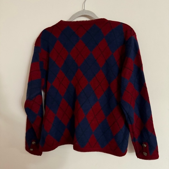 Vintage Worthington Diamond Pattern Jewel Tones Cardigan Sweater Large NWT - Picture 8 of 8